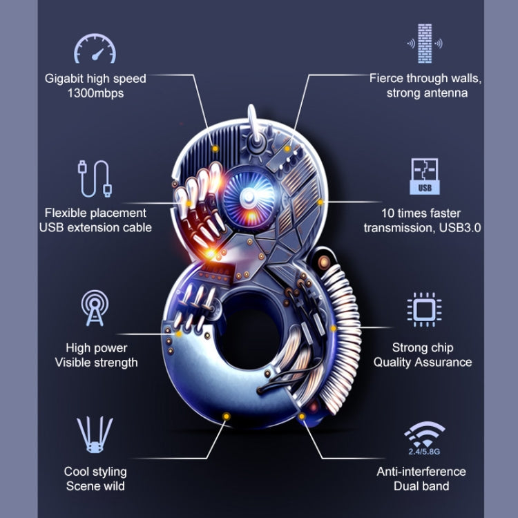 COMFAST CF-WU785AC 1300Mbps Dual-band Wifi USB Network Adapter with 4 Antennas - free shipping - PMC Jewellery - Order now!