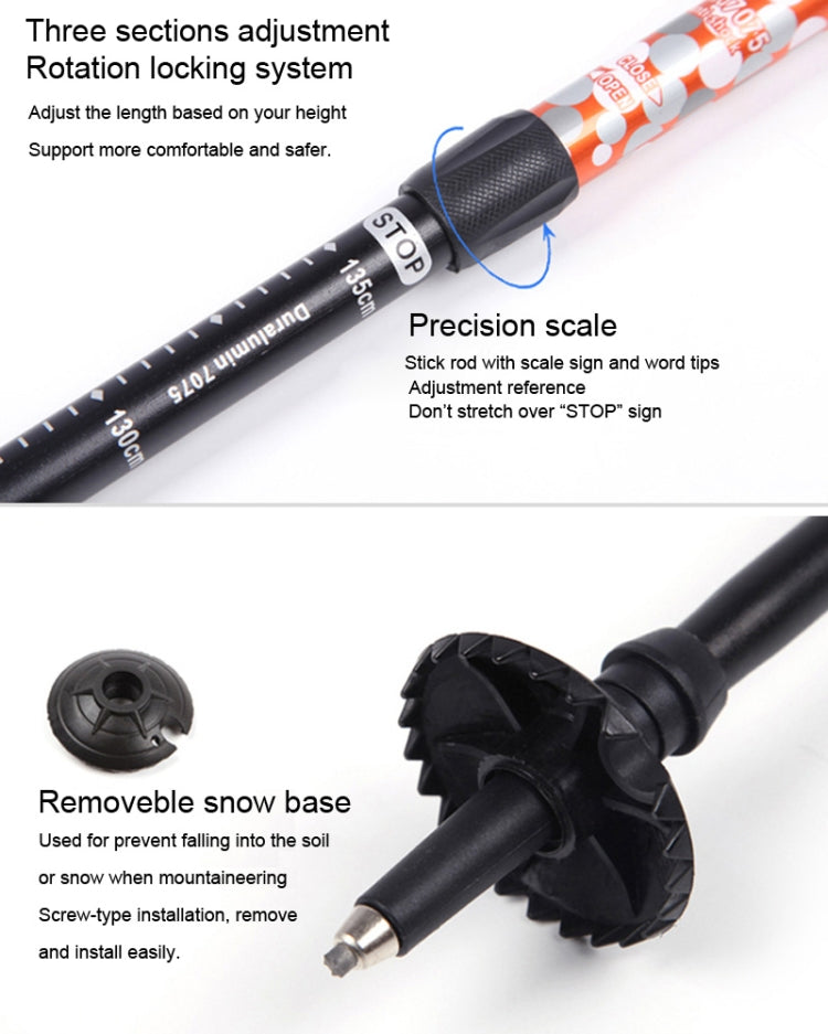 135cm Adjustable Portable Height Outdoor Aluminum Trekking Poles(Green) - Folding Crutch by PMC TechLife | Online Shopping South Africa | PMC TechLife