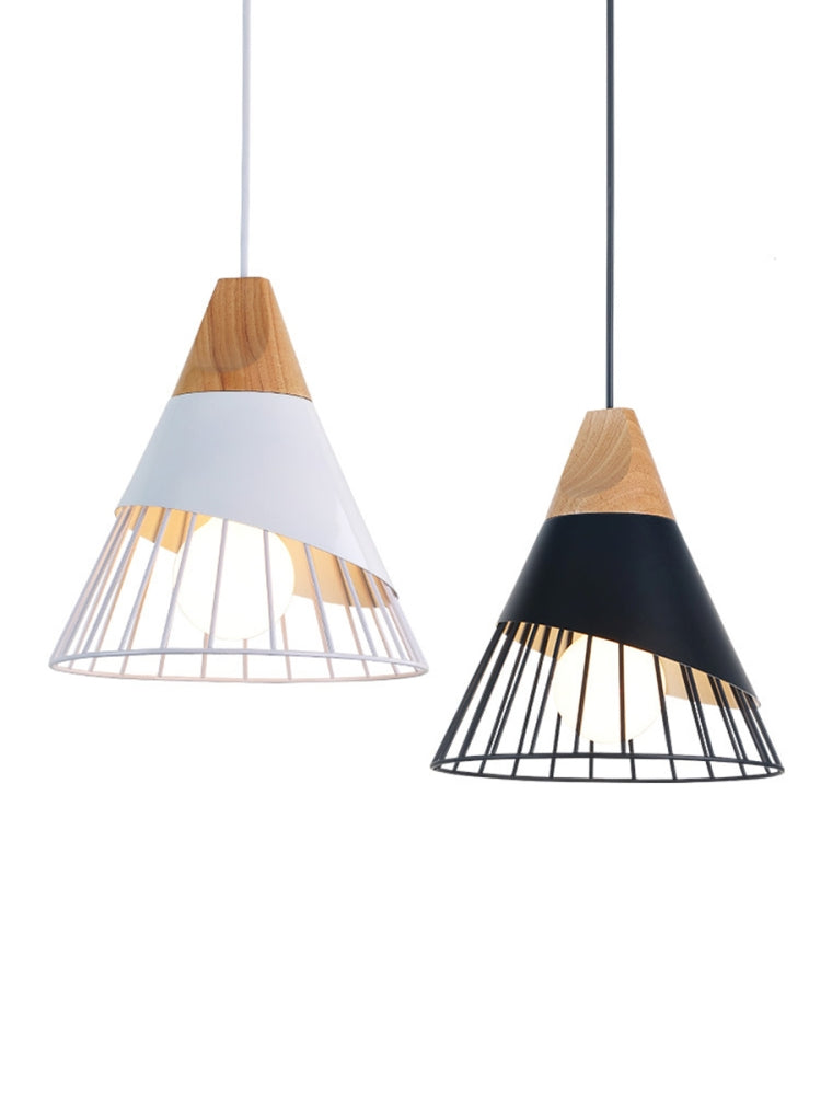 E27 Modern Lighting Iron Solid Wood Pendant Light Hanging Lamp (Black) - free shipping - PMc TechLife - Order now!