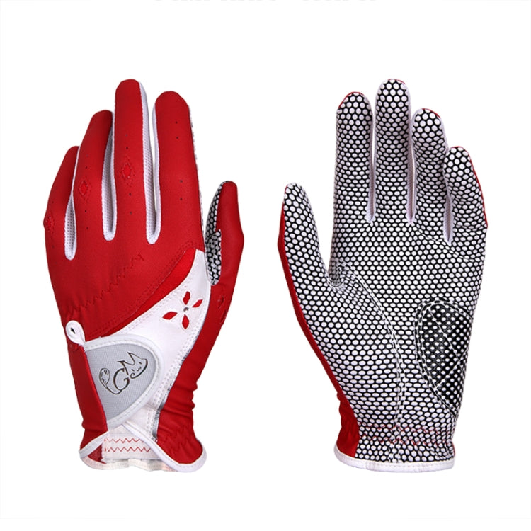 PGM One Pair Golf Non-Slip PU Leather Gloves for Women (Color:Red Size:19) - free shipping - PMC TechLife - Order now!