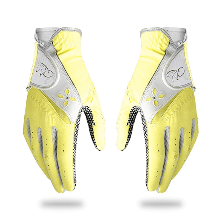 PGM One Pair Golf Non-Slip PU Leather Gloves for Women (Color:Yellow Size:21) - free shipping - PMC TechLife - Order now!