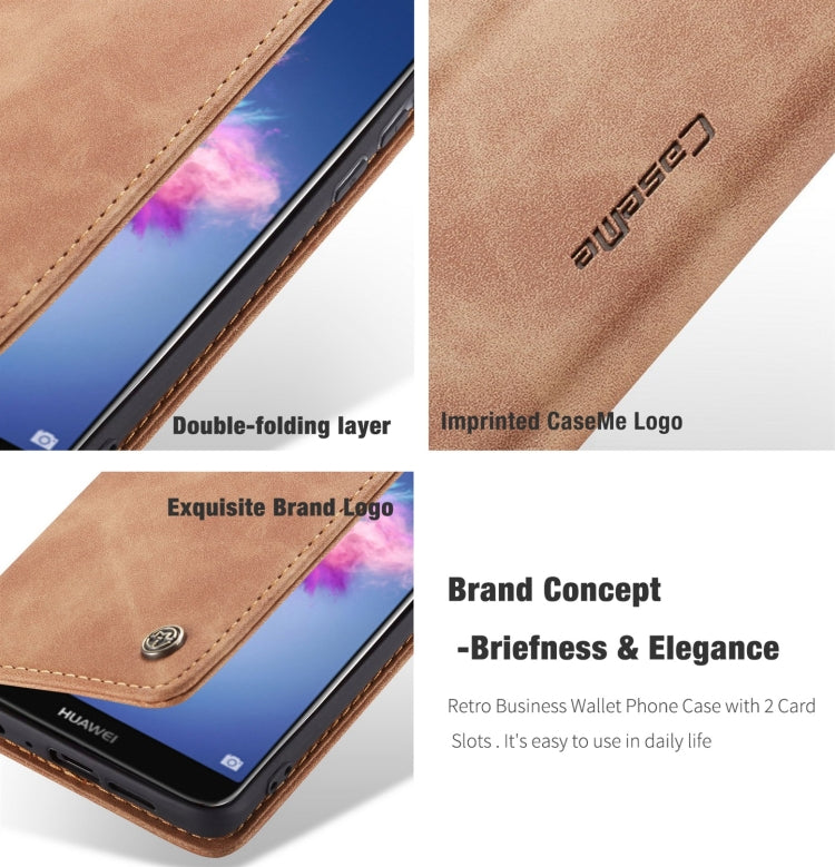 CaseMe Multifunctional Retro Frosted Horizontal Flip Leather Case for Huawei P Smart / Enjoy 7S /  Honor 9 Lite, with Card Slots & Holder & Wallet(Wine Red) - Honor Cases by CaseMe | Online Shopping South Africa | PMC Jewellery | Buy Now Pay Later Mobicred