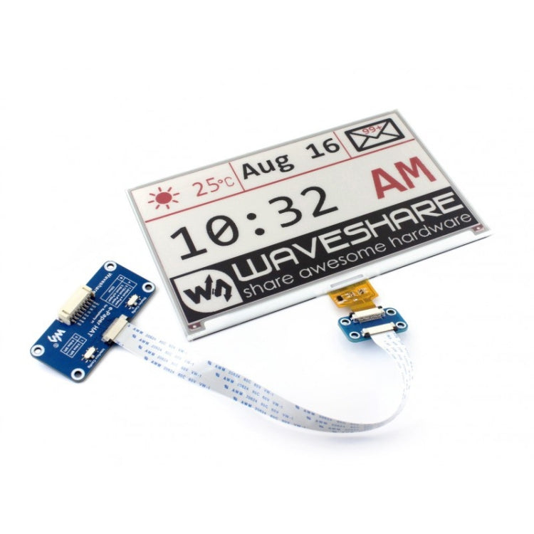 Waveshare 7.5 inch 640x384 E-Ink Display HAT for Raspberry Pi, Three-color, SPI Interface - free shipping - PMC TechLife - Order now!