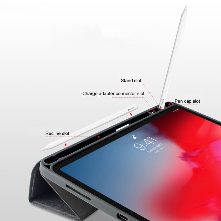 Mutural Exquisite Series Cloth Texture PU+TPU Leather Case for iPad Pro 12.9 inch (2018),  with 3-Fold Holder & Pen Slot & Sleep & Wake-up Function - free shipping - PMC TechLife - Order now!