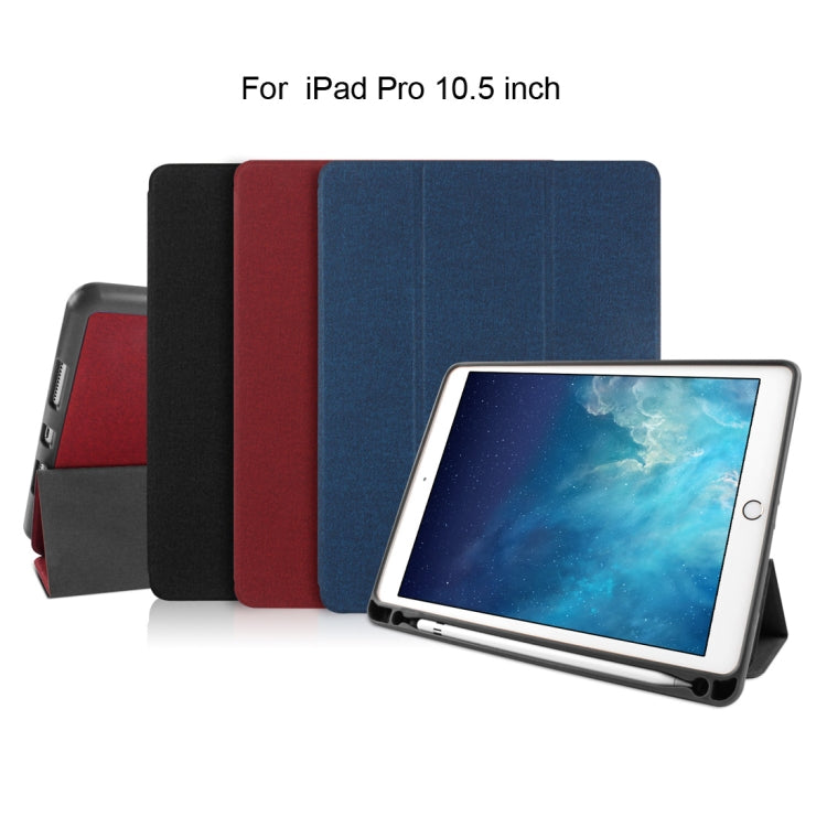 Mutural Exquisite Series Cloth Texture PU+TPU Leather Case for iPad Pro 10.5 inch, with 3-Fold Holder & Pen Slot & Sleep & Wake-up Function(Black) - free shipping - PMC TechLife - Order now!