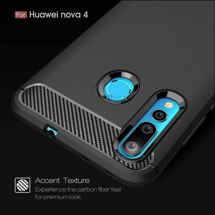Brushed Texture Carbon Fiber Shockproof TPU Case for Huawei Nova 4 (Red) - Huawei Cases by PMC TechLife | Online Shopping South Africa | PMC TechLife