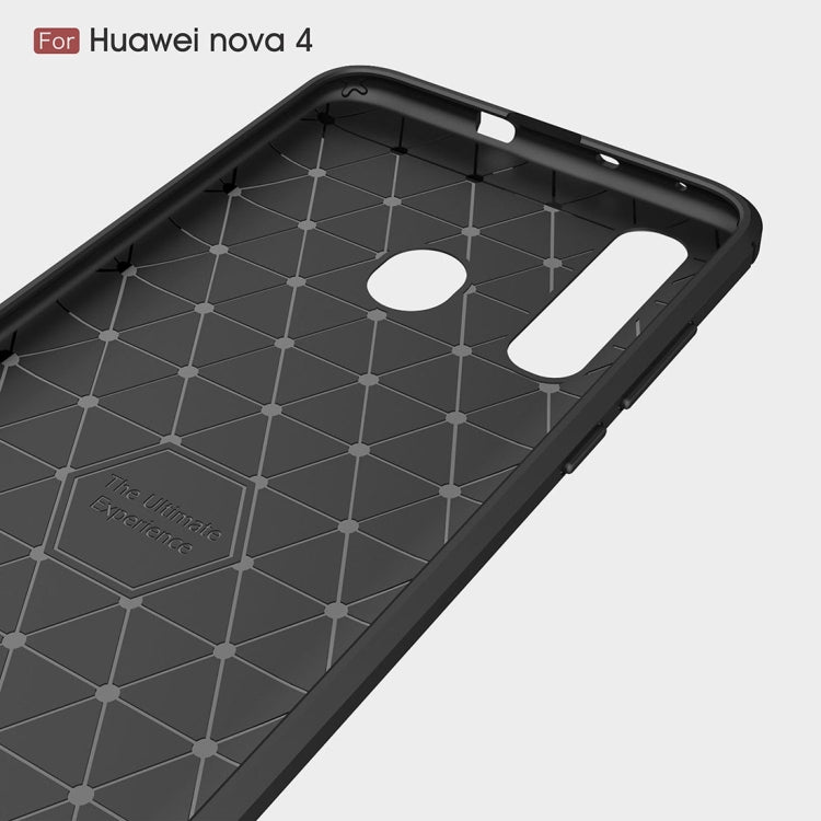 Brushed Texture Carbon Fiber Shockproof TPU Case for Huawei Nova 4 (Red) - Huawei Cases by PMC TechLife | Online Shopping South Africa | PMC TechLife
