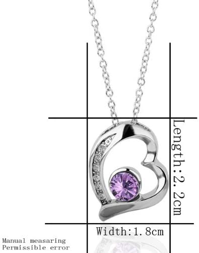18K Gold Plated Crystal Silver Color Heart Pendant Necklace with Purple Stone - free shipping - PMC TechLife - Order now!