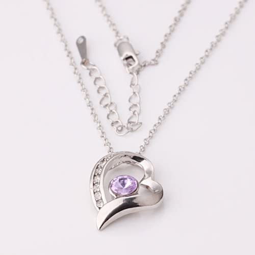 18K Gold Plated Crystal Silver Color Heart Pendant Necklace with Purple Stone - free shipping - PMC TechLife - Order now!