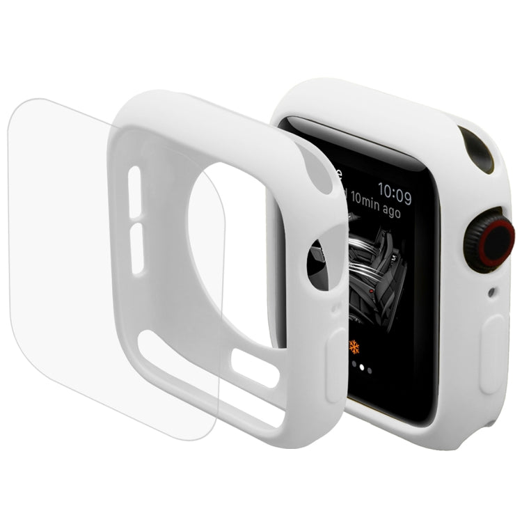 ENKAY Hat-Prince 2 in 1 TPU Semi-clad Protective Shell + 3D Full Screen PET Curved Heat Bending HD Screen Protector for Apple Watch Series 5 & 4 40mm(White) - Watch Cases by ENKAY | Online Shopping South Africa | PMC TechLife | Buy Now Pay Later Mobicred