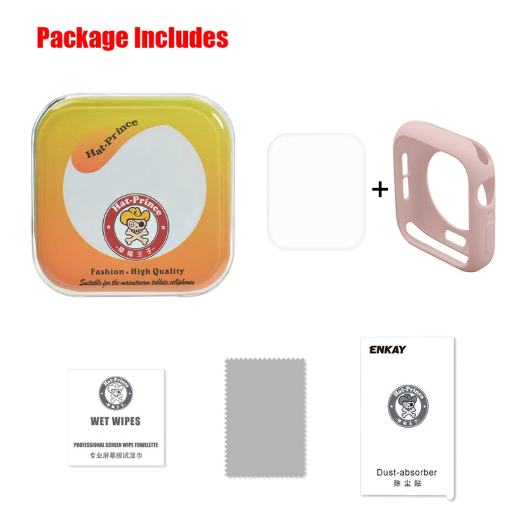 ENKAY Hat-Prince 2 in 1 TPU Semi-clad Protective Shell + 3D Full Screen PET Curved Heat Bending HD Screen Protector for Apple Watch Series 5 & 4 44mm(Pink) - Watch Cases by ENKAY | Online Shopping South Africa | PMC TechLife | Buy Now Pay Later Mobicred