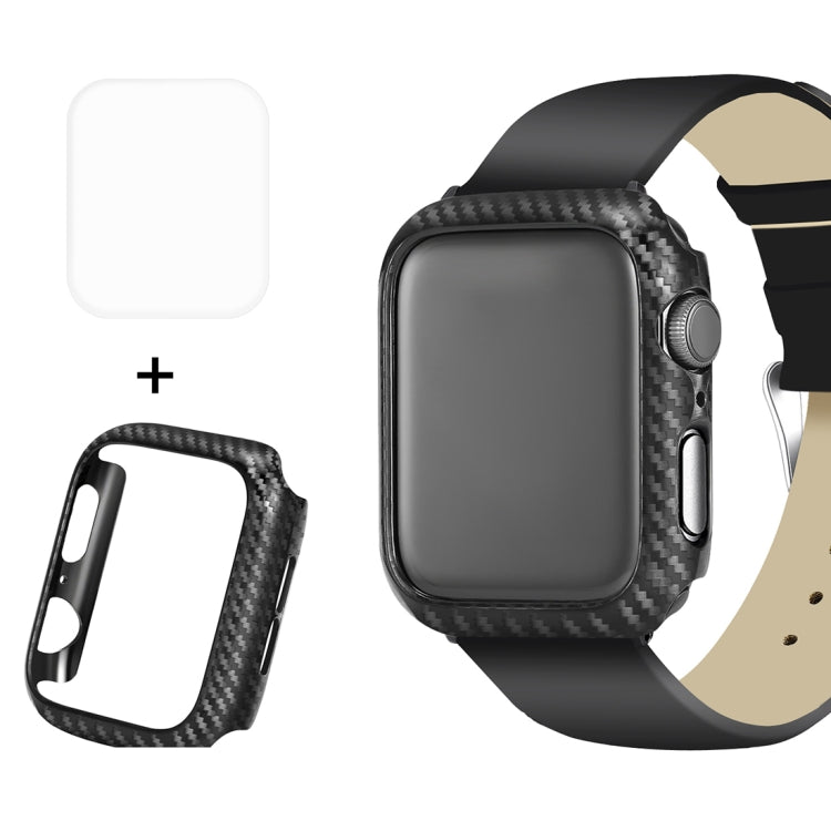 ENKAY Hat-Prince 2 in 1 Carbon Fiber Texture TPU Semi-clad Protective Shell + 3D Full Screen PET Curved Heat Bending HD Screen Protector for Apple Watch Series 5 & 4 44mm - Watch Cases by ENKAY | Online Shopping South Africa | PMC TechLife | Buy Now Pay Later Mobicred