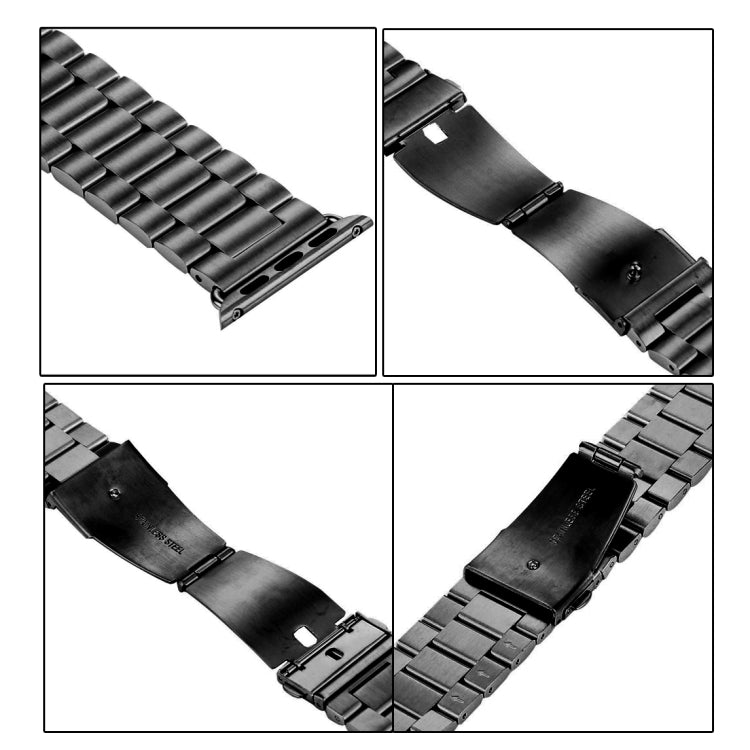 Fold Buckle 3 Beads Stainless Steel Watch Band For Apple Watch Ultra 49mm&Watch Ultra 2 49mm / Series 10 46mm / 9&8&7 45mm / SE 3&SE 2&6&SE&5&4 44mm / 3&2&1 42mm(Gold) - Watch Bands by PMC TechLife | Online Shopping South Africa | PMC TechLife | Buy Now Pay Later Mobicred