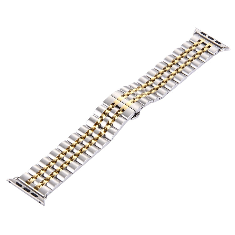 20mm Women Hidden Butterfly Buckle 7 Beads Stainless Steel Watch Band For Apple Watch 38mm(Silver Gold) - free shipping - PMC TechLife - Order now!