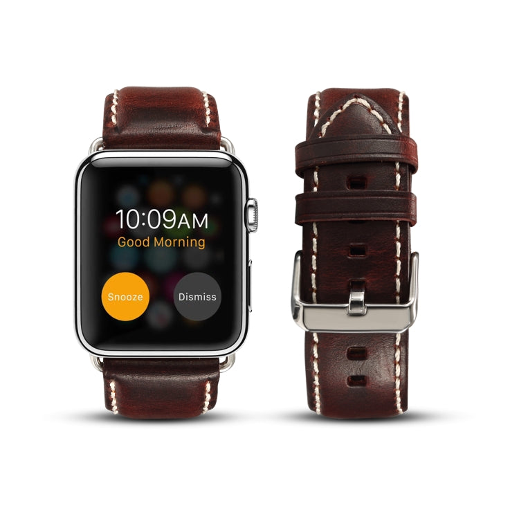 Denior Oil Wax Retro Watch Leather Watch Band for Apple Watch Series 7 45mm / 6 & SE & 5 & 4 44mm / 3 & 2 & 1 42mm (Dark Red) - free shipping - PMC TechLife - Order now!