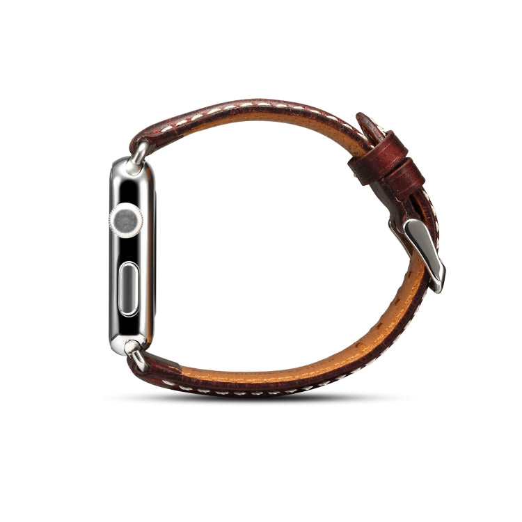 Denior Oil Wax Retro Watch Leather Watch Band for Apple Watch Series 7 45mm / 6 & SE & 5 & 4 44mm / 3 & 2 & 1 42mm (Dark Red) - free shipping - PMC TechLife - Order now!