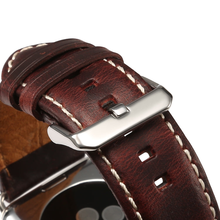 Denior Oil Wax Retro Watch Leather Watch Band for Apple Watch Series 7 45mm / 6 & SE & 5 & 4 44mm / 3 & 2 & 1 42mm (Dark Red) - free shipping - PMC TechLife - Order now!