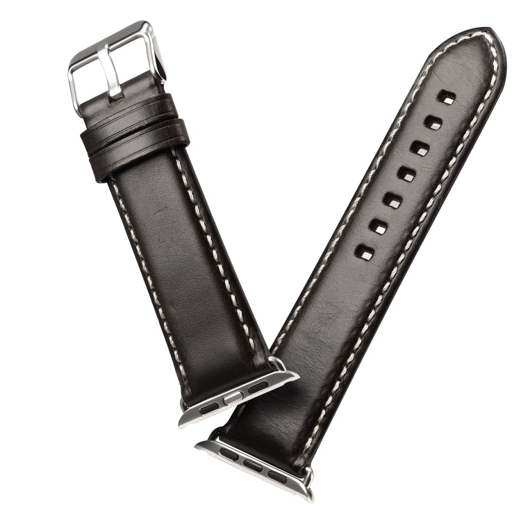 Denior Oil Wax Retro Watch Leather Watch Band for Apple Watch Series 7 45mm / 6 & SE & 5 & 4 44mm / 3 & 2 & 1 42mm (Black) - free shipping - PMC TechLife - Order now!