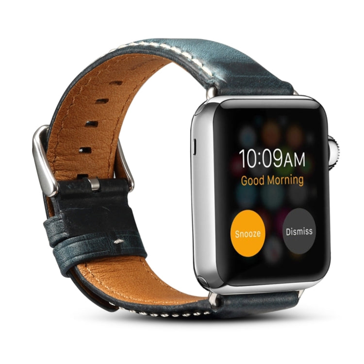 Denior Oil Wax Retro Watch Leather Watch Band for Apple Watch Series 7 45mm / 6 & SE & 5 & 4 44mm / 3 & 2 & 1 42mm (Dark Blue) - free shipping - PMC TechLife - Order now!