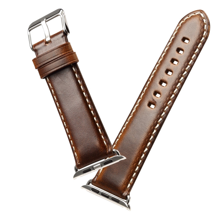 Denior Oil Wax Retro Watch Leather Watch Band for Apple Watch Series 7 45mm / 6 & SE & 5 & 4 44mm / 3 & 2 & 1 42mm (Brown) - free shipping - PMC TechLife - Order now!