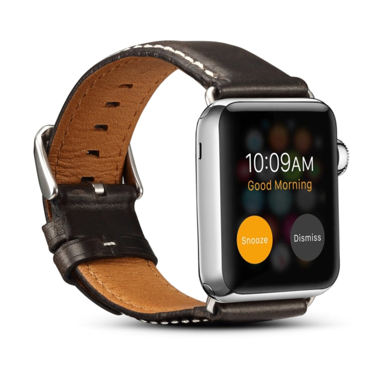 Denior Oil Wax Retro Watch Leather Watch Band for Apple Watch Series 10 42mm / 9&8&7 41mm / SE 3&SE 2&6&SE&5&4 40mm / 3&2&1 38mm (Black) - free shipping - PMC TechLife - Order now!