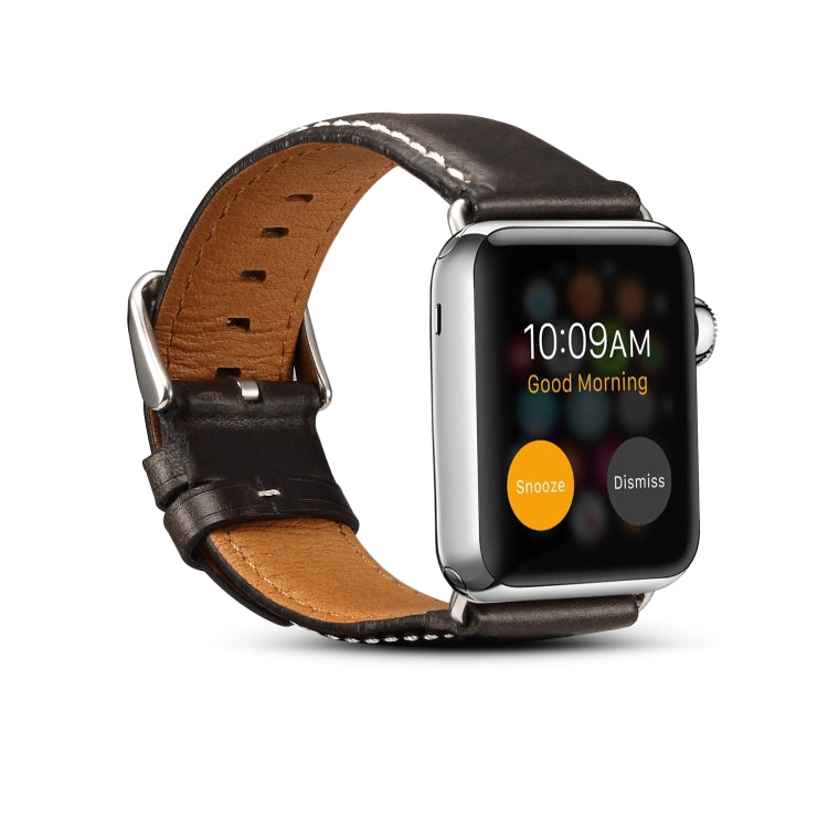 Denior Oil Wax Retro Watch Leather Watch Band for Apple Watch Series 10 42mm / 9&8&7 41mm / SE 3&SE 2&6&SE&5&4 40mm / 3&2&1 38mm (Black) - free shipping - PMC TechLife - Order now!