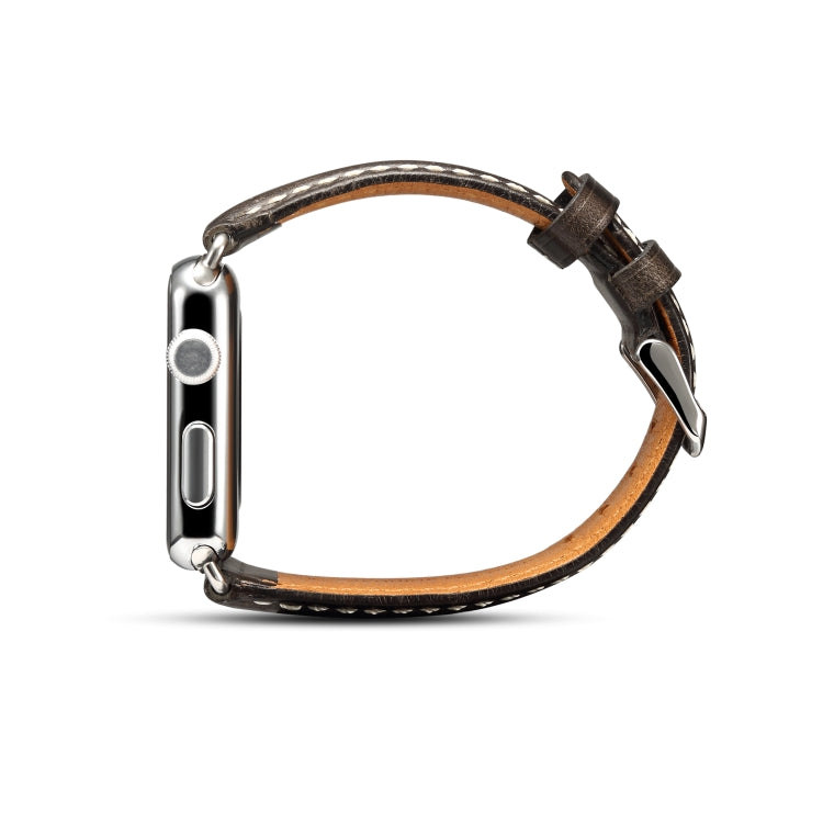 Denior Oil Wax Retro Watch Leather Watch Band for Apple Watch Series 10 42mm / 9&8&7 41mm / SE 3&SE 2&6&SE&5&4 40mm / 3&2&1 38mm (Black) - free shipping - PMC TechLife - Order now!