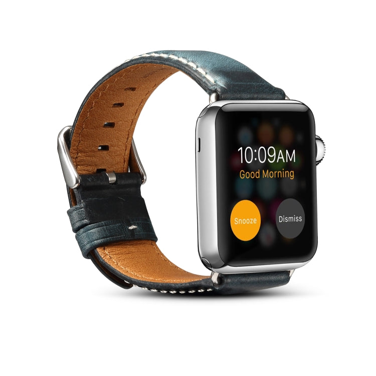 Denior Oil Wax Retro Watch Leather Watch Band for Apple Watch Series 10 42mm / 9&8&7 41mm / SE 3&SE 2&6&SE&5&4 40mm / 3&2&1 38mm (Dark Blue) - free shipping - PMC TechLife - Order now!