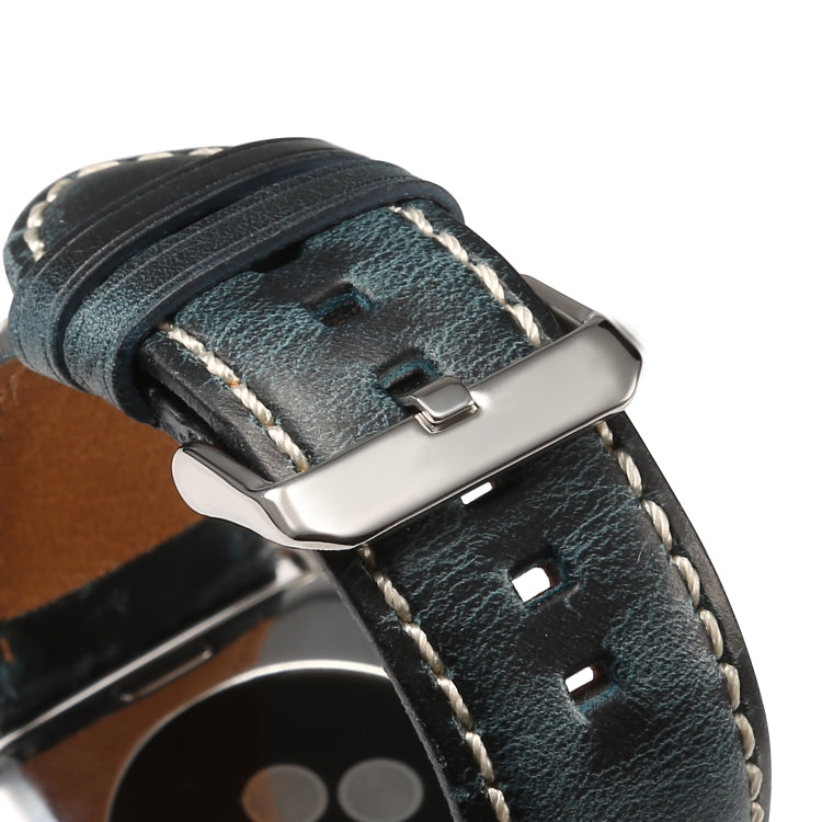 Denior Oil Wax Retro Watch Leather Watch Band for Apple Watch Series 10 42mm / 9&8&7 41mm / SE 3&SE 2&6&SE&5&4 40mm / 3&2&1 38mm (Dark Blue) - free shipping - PMC TechLife - Order now!