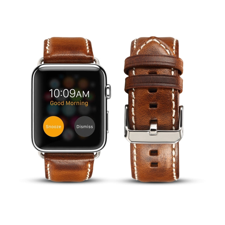Denior Oil Wax Retro Watch Leather Watch Band for Apple Watch Series 7 41mm / 6 & SE & 5 & 4 40mm / 3 & 2 & 1 38mm (Brown) - free shipping - PMC TechLife - Order now!