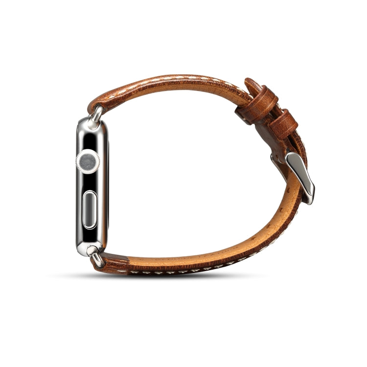 Denior Oil Wax Retro Watch Leather Watch Band for Apple Watch Series 7 41mm / 6 & SE & 5 & 4 40mm / 3 & 2 & 1 38mm (Brown) - free shipping - PMC TechLife - Order now!