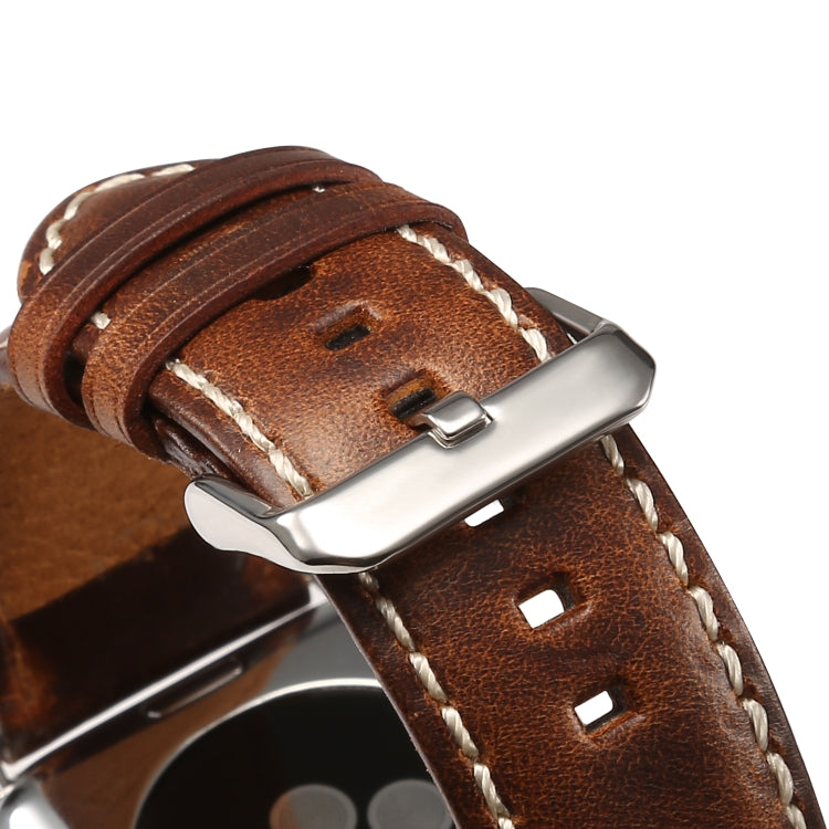 Denior Oil Wax Retro Watch Leather Watch Band for Apple Watch Series 7 41mm / 6 & SE & 5 & 4 40mm / 3 & 2 & 1 38mm (Brown) - free shipping - PMC TechLife - Order now!