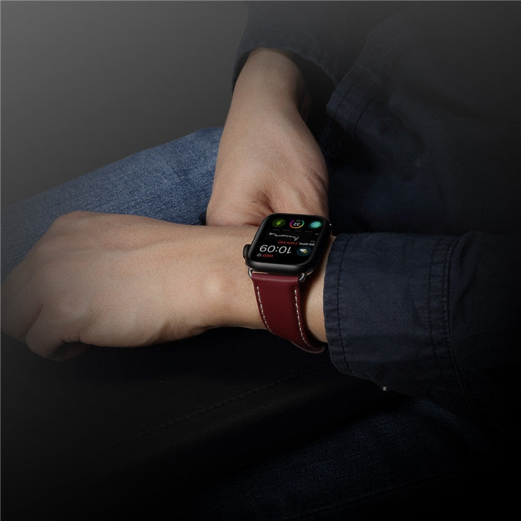 Denior Environmental Luxury Car Watch Leather Watch Band for Apple Watch Ultra 49mm&Watch Ultra 2 49mm / Series 10 46mm / 9&8&7 45mm / SE 3&SE 2&6&SE&5&4 44mm / 3&2&1 42mm(Dark Red) - free shipping - PMC TechLife - Order now!