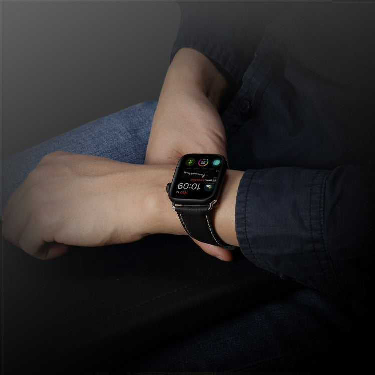 Denior Environmental Luxury Car Watch Leather Watch Band for Apple Watch Series 7 45mm / 6 & SE & 5 & 4 44mm / 3 & 2 & 1 42mm(Black) - free shipping - PMC TechLife - Order now!