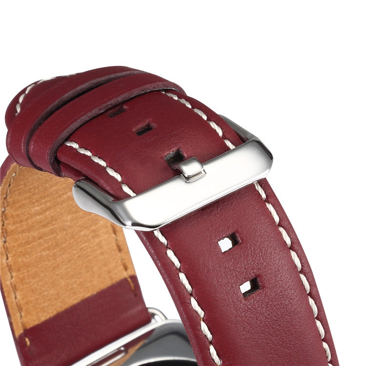 Denior Environmental Luxury Car Watch Leather Watch Band for Apple Watch Series 10 42mm / 9&8&7 41mm / SE 3&SE 2&6&SE&5&4 40mm / 3&2&1 38mm(Dark Red) - free shipping - PMC TechLife - Order now!