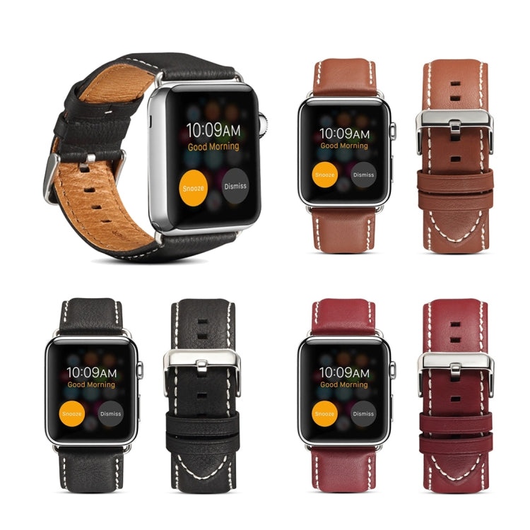 Denior Environmental Luxury Car Watch Leather Watch Band for Apple Watch Series 10 42mm / 9&8&7 41mm / SE 3&SE 2&6&SE&5&4 40mm / 3&2&1 38mm(Dark Red) - free shipping - PMC TechLife - Order now!