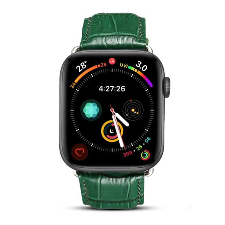 Denior Crocodile Grain Watch Cowhide Leather Watch Band for Apple Watch Series 7 45mm / 6 & SE & 5 & 4 44mm / 3 & 2 & 1 42mm (Green) - free shipping - PMC TechLife - Order now!