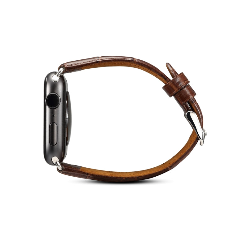 Denior Crocodile Grain Watch Cowhide Leather Watch Band for Apple Watch Series 7 45mm / 6 & SE & 5 & 4 44mm / 3 & 2 & 1 42mm (Brown) - free shipping - PMC TechLife - Order now!