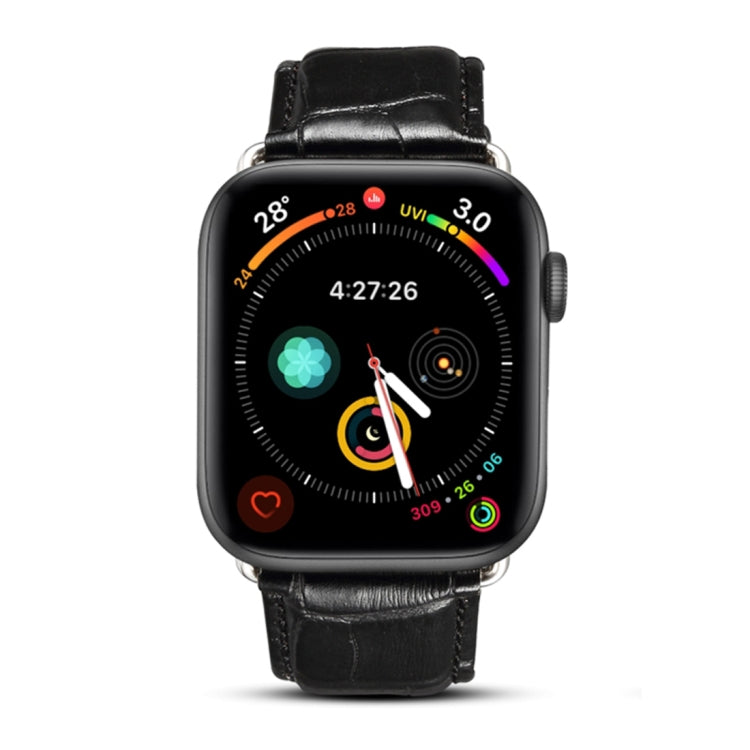 Denior Crocodile Grain Watch Cowhide Leather Watch Band for Apple Watch Series 7 41mm / 6 & SE & 5 & 4 40mm / 3 & 2 & 1 38mm (Black) - free shipping - PMC TechLife - Order now!
