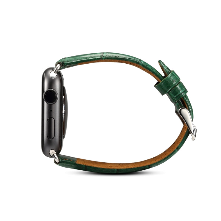 Denior Crocodile Grain Watch Cowhide Leather Watch Band for Apple Watch Series 7 41mm / 6 & SE & 5 & 4 40mm / 3 & 2 & 1 38mm (Green) - free shipping - PMC TechLife - Order now!