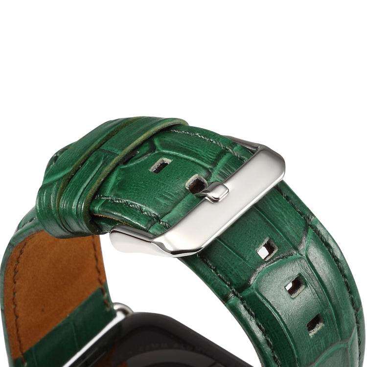 Denior Crocodile Grain Watch Cowhide Leather Watch Band for Apple Watch Series 7 41mm / 6 & SE & 5 & 4 40mm / 3 & 2 & 1 38mm (Green) - free shipping - PMC TechLife - Order now!