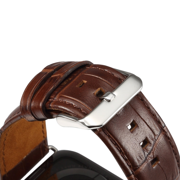 Denior Crocodile Grain Watch Cowhide Leather Watch Band for Apple Watch Series 7 41mm / 6 & SE & 5 & 4 40mm / 3 & 2 & 1 38mm (Brown) - free shipping - PMC TechLife - Order now!