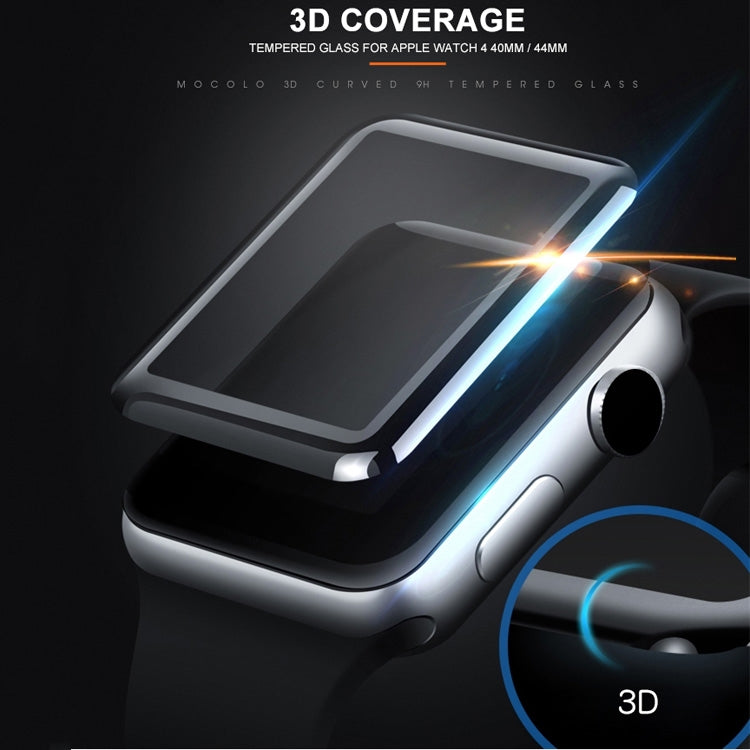 mocolo 0.33mm 9H 3D Round Edge Full Glue Tempered Glass Film for Apple Watch Series 4 44mm (Black) - Watch Cases by mocolo | Online Shopping South Africa | PMC TechLife | Buy Now Pay Later Mobicred