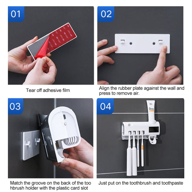 Ultraviolet Toothbrush Sterilizer Bathroom Wall-mounted Toothbrush Holder (White) - free shipping - PMC TechLife - Order now!