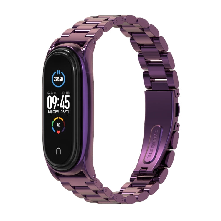 Mijobs Stainless Steel Metal Watch Band for Xiaomi Mi Band 3 & 4 & 5 & 6(Purple) - free shipping - PMC TechLife - Order now!