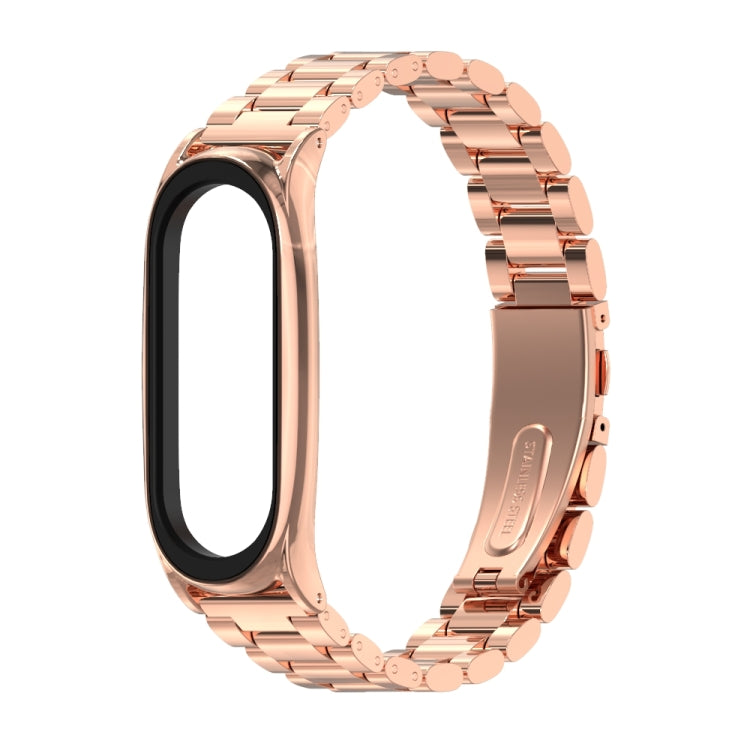 Mijobs Stainless Steel Metal Watch Band for Xiaomi Mi Band 3 & 4 & 5 & 6(Rose Gold) - Watch Bands by MIJOBS | Online Shopping South Africa | PMC TechLife | Buy Now Pay Later Mobicred