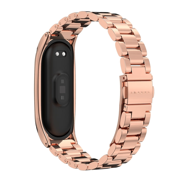 Mijobs Stainless Steel Metal Watch Band for Xiaomi Mi Band 3 & 4 & 5 & 6(Rose Gold) - Watch Bands by MIJOBS | Online Shopping South Africa | PMC TechLife | Buy Now Pay Later Mobicred