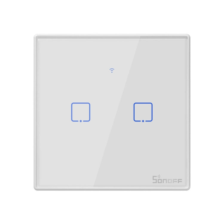 Sonoff T2 Touch 86mm Tempered Glass Panel Wall Switch Smart Home Light Touch Switch, Compatible with Alexa and Google Home, AC 100V-240V, UK Plug - Smart Switch by PMC TechLife | Online Shopping South Africa | PMC TechLife
