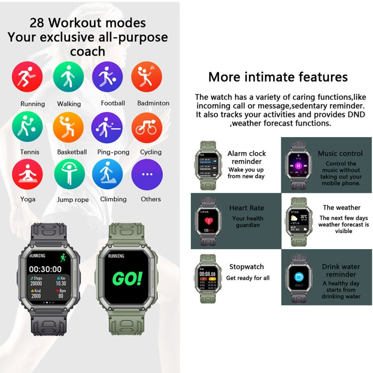 KR06 Waterproof Pedometer Sport Smart Watch, Support Heart Rate / Blood Pressure Monitoring / BT Calling (Camouflage Black) - Smart Watches by PMC TechLife | Online Shopping South Africa | PMC TechLife | Buy Now Pay Later Mobicred