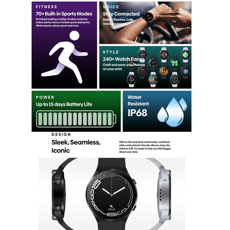 Zeblaze GTR 3 1.32 inch Smart Watch, Support Voice Calling / Heart Rate / Blood Oxygen / On-Wrist Skin Temperature / Sport Modes (Black) - free shipping - PMC TechLife - Order now!